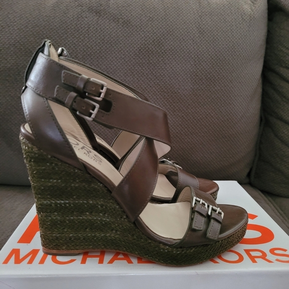 Michael Kors Shoes - Michael Kors Westby Brown/Olive Green Wedge Shoes